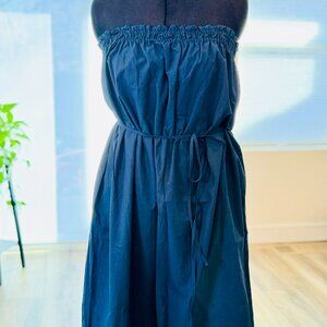 Banana Republic Navy Blue Cotton Midi Dress XL NWT Pockets